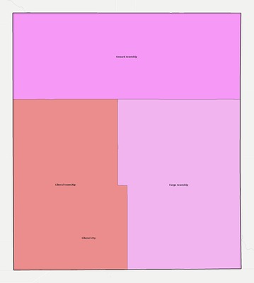 Seward County KS townships and subdivisions map