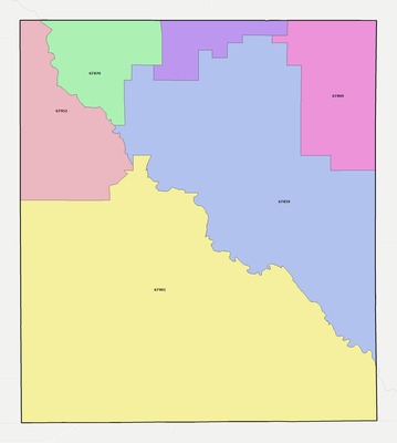Seward County KS ZIP code boundaries map