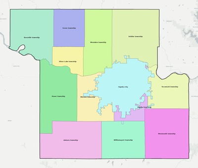 Shawnee County KS townships and subdivisions map