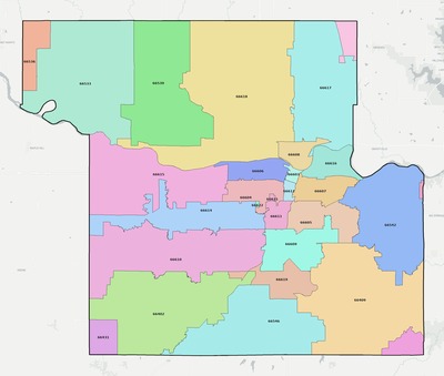 Shawnee County KS ZIP code boundaries map