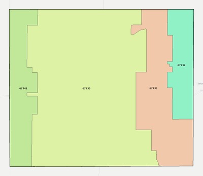 Sherman County KS ZIP code boundaries map