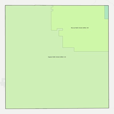 Stevens County KS school district boundaries map