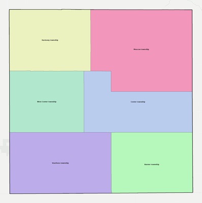 Stevens County KS townships and subdivisions map