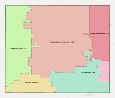 Thomas County KS school district boundaries map