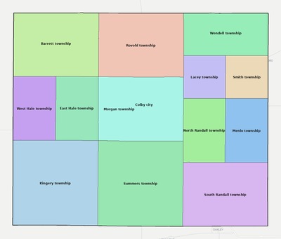 Thomas County KS townships and subdivisions map