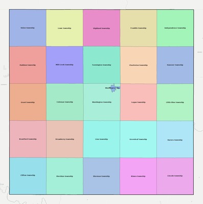 Washington County KS townships and subdivisions map