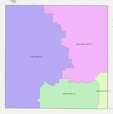 Wilson County KS school district boundaries map