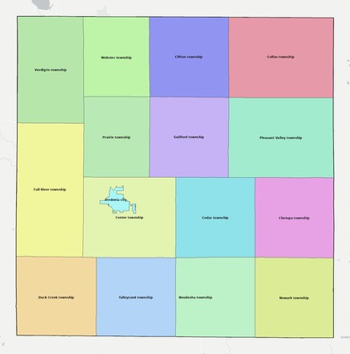 Wilson County KS townships and subdivisions map