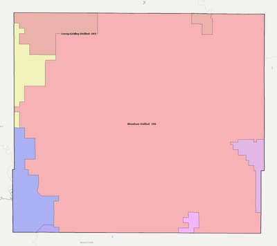 Woodson County KS school district boundaries map