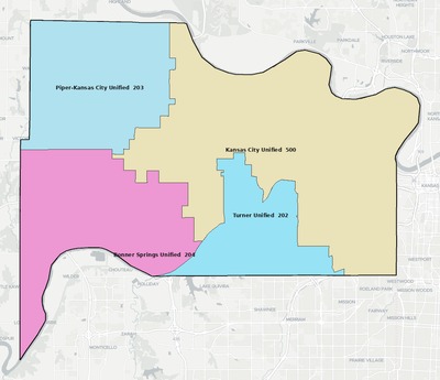 Wyandotte County KS school district boundaries map