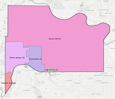 Wyandotte County KS townships and subdivisions map