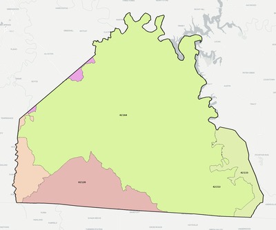 Allen County KY ZIP code boundaries map