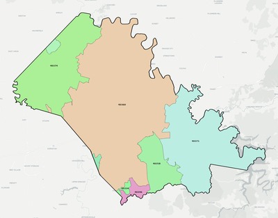 Bath County KY ZIP code boundaries map