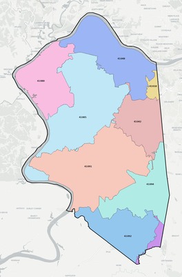 Boone County KY ZIP code boundaries map