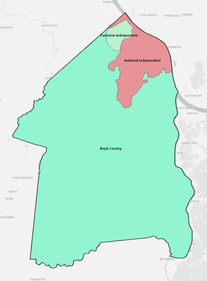 Boyd County KY school district boundaries map
