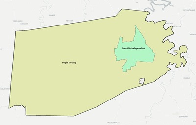 Boyle County KY school district boundaries map