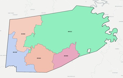 Boyle County KY ZIP code boundaries map