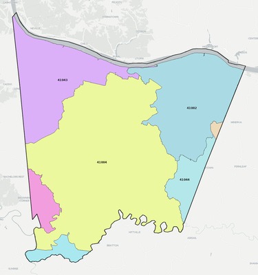 Bracken County KY ZIP code boundaries map