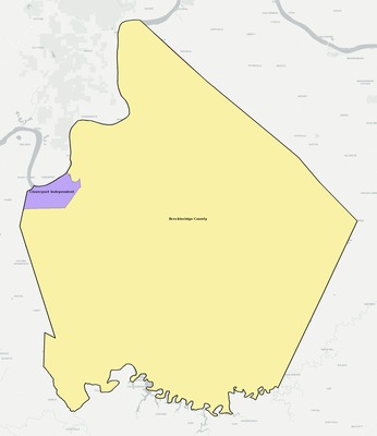 Breckinridge County KY school district boundaries map