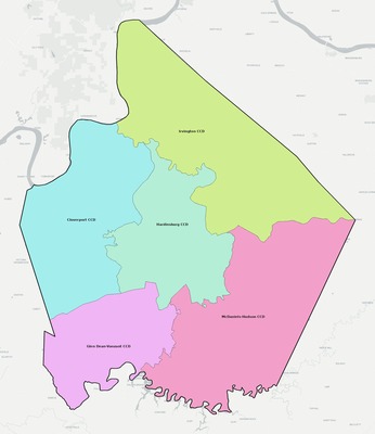 Breckinridge County KY townships and subdivisions map