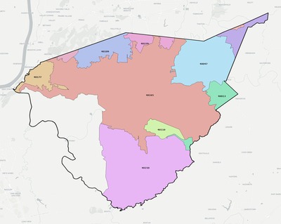 Bullitt County KY ZIP code boundaries map