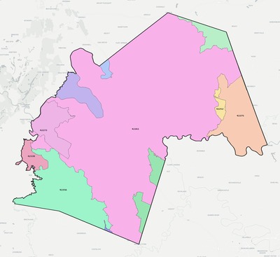 Butler County KY ZIP code boundaries map