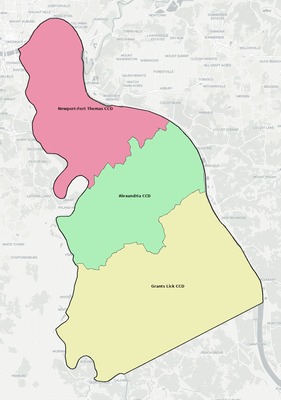 Campbell County KY townships and subdivisions map
