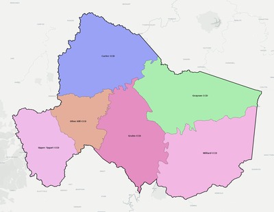 Carter County KY townships and subdivisions map