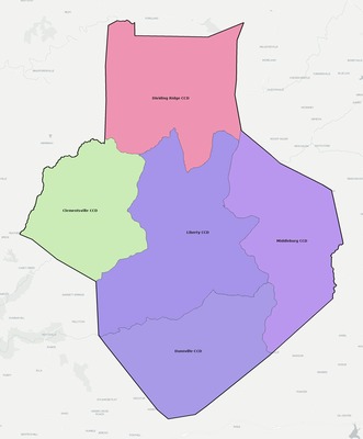 Casey County KY townships and subdivisions map