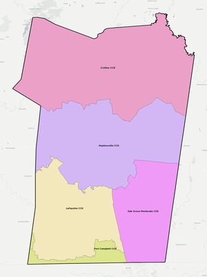Christian County KY townships and subdivisions map