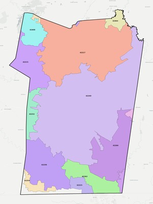 Christian County KY ZIP code boundaries map