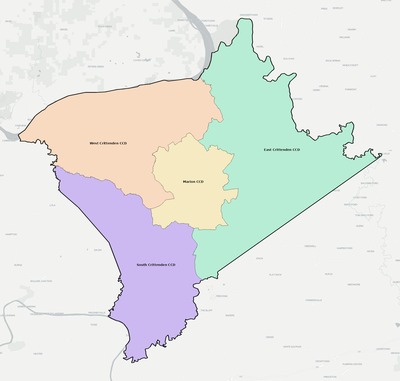 Crittenden County KY townships and subdivisions map