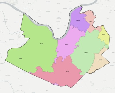 Daviess County KY ZIP code boundaries map