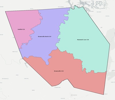 Edmonson County KY townships and subdivisions map
