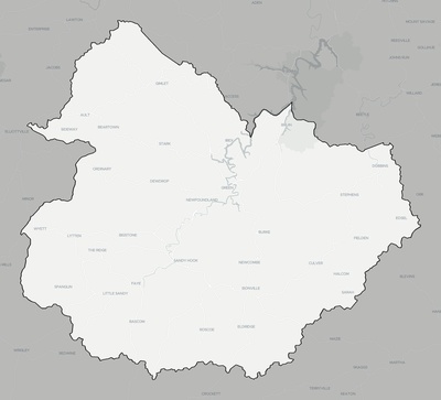 Elliott County KY county basemap context