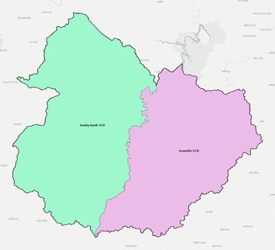 Elliott County KY townships and subdivisions map