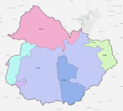 Elliott County KY ZIP code boundaries map