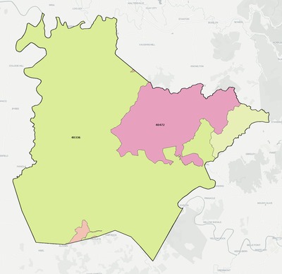 Estill County KY ZIP code boundaries map