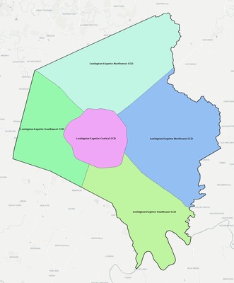 Fayette County KY townships and subdivisions map