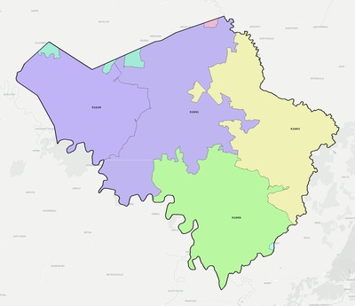 Fleming County KY ZIP code boundaries map