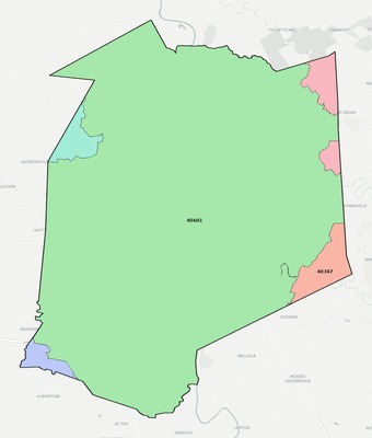 Franklin County KY ZIP code boundaries map