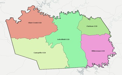 Grayson County KY townships and subdivisions map