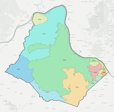 Greenup County KY ZIP code boundaries map