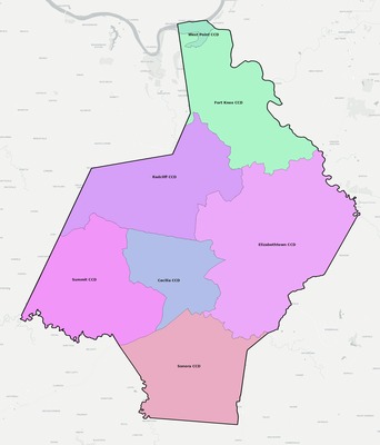 Hardin County KY townships and subdivisions map