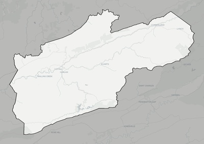 Harlan County KY county basemap context