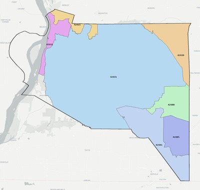 Hickman County KY ZIP code boundaries map
