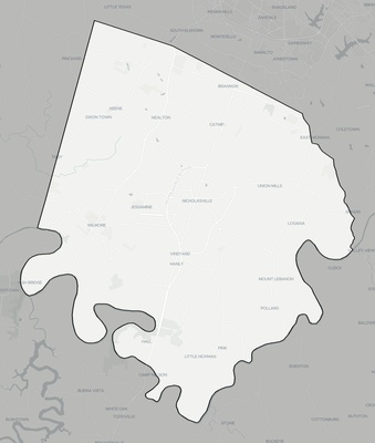 Jessamine County KY county basemap context