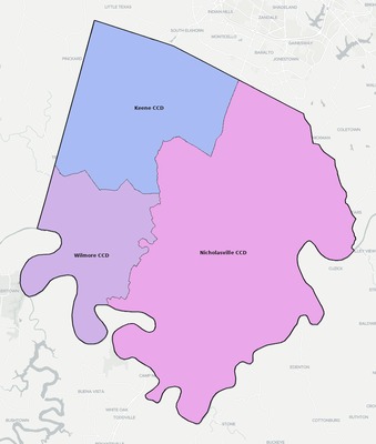 Jessamine County KY townships and subdivisions map