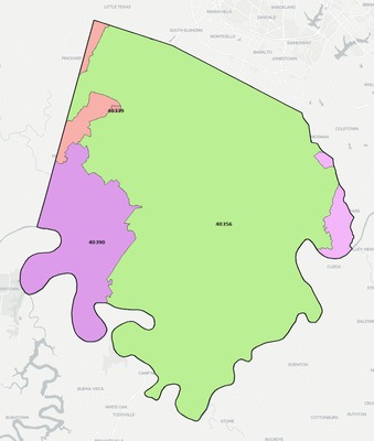 Jessamine County KY ZIP code boundaries map