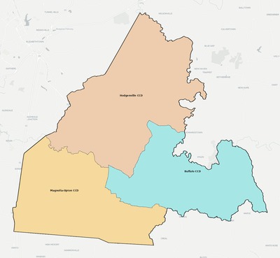 Larue County KY townships and subdivisions map